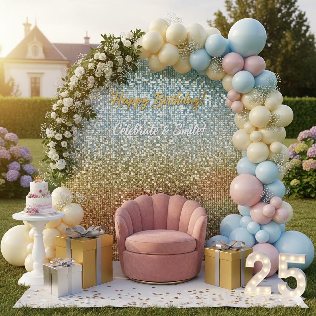 Balloon wall with neon signage