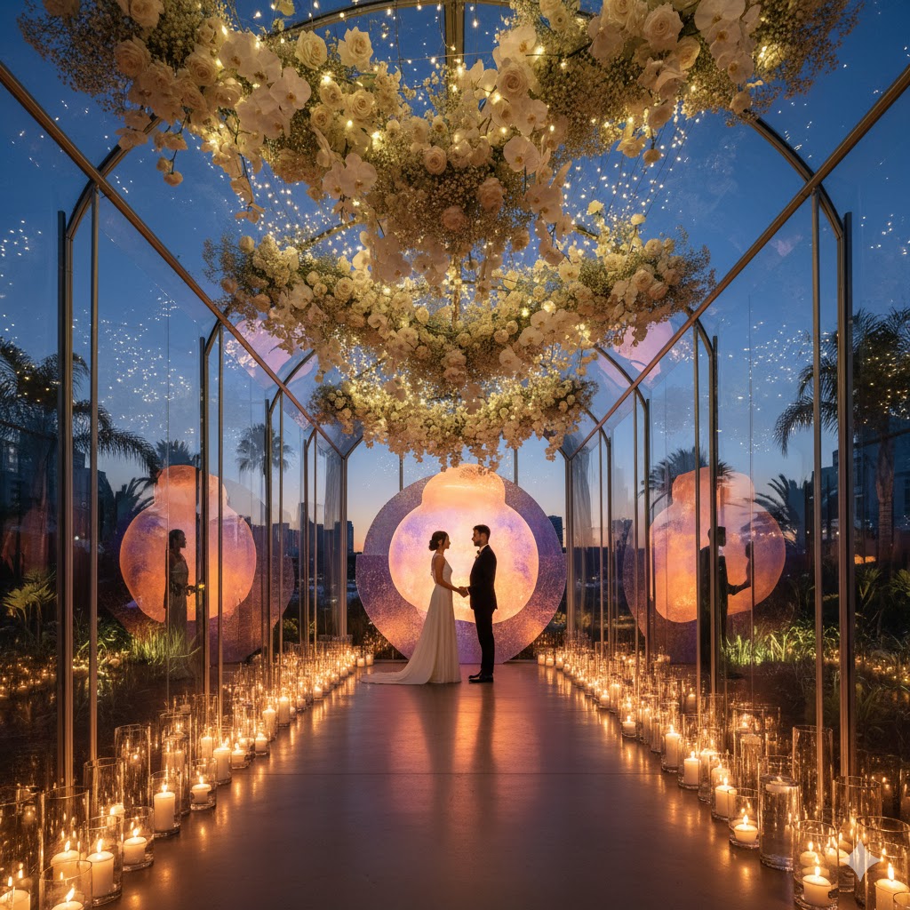 Romantic reception table with candles